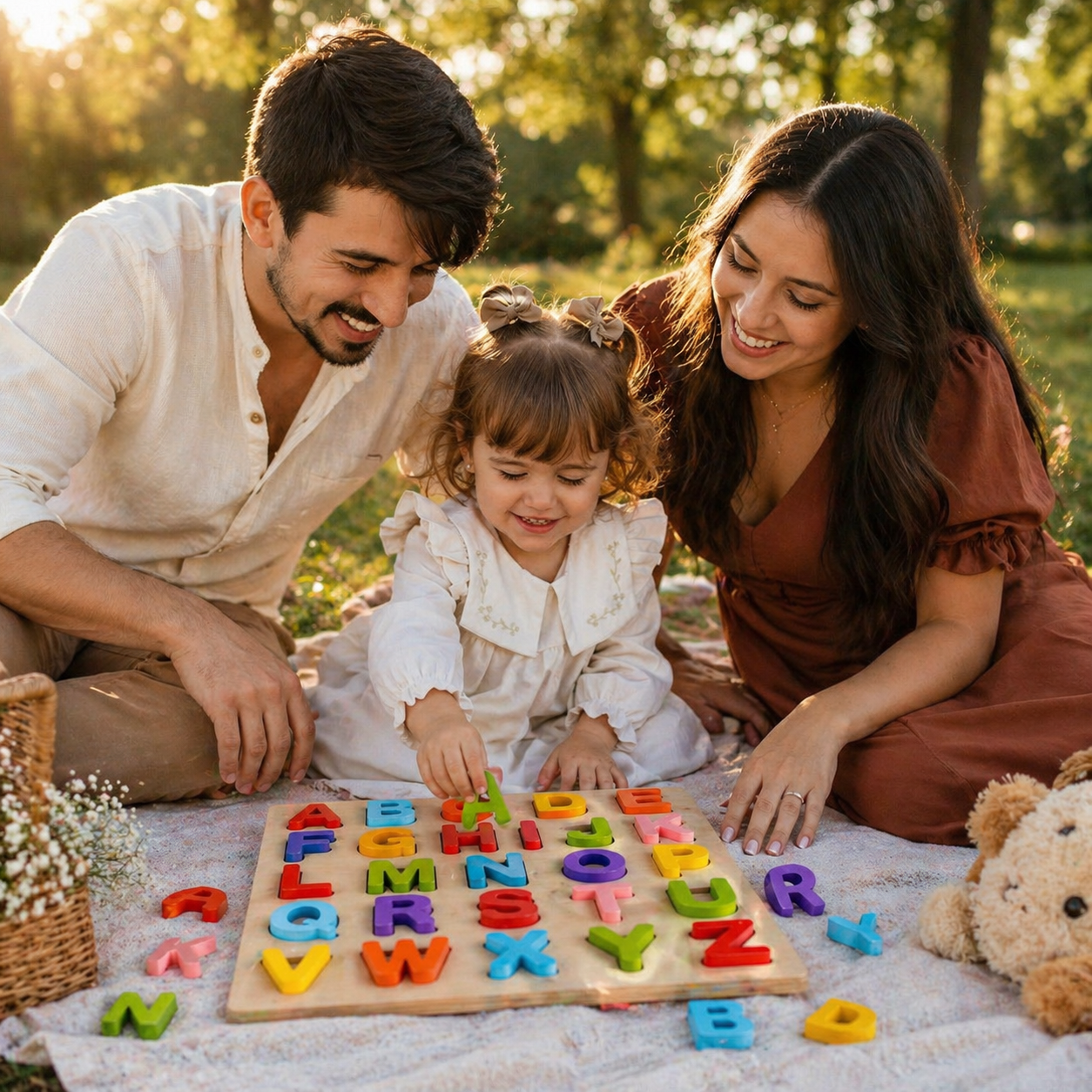 Screen-free wooden alphabet puzzle pediatrician recommended for ages 2 to 5