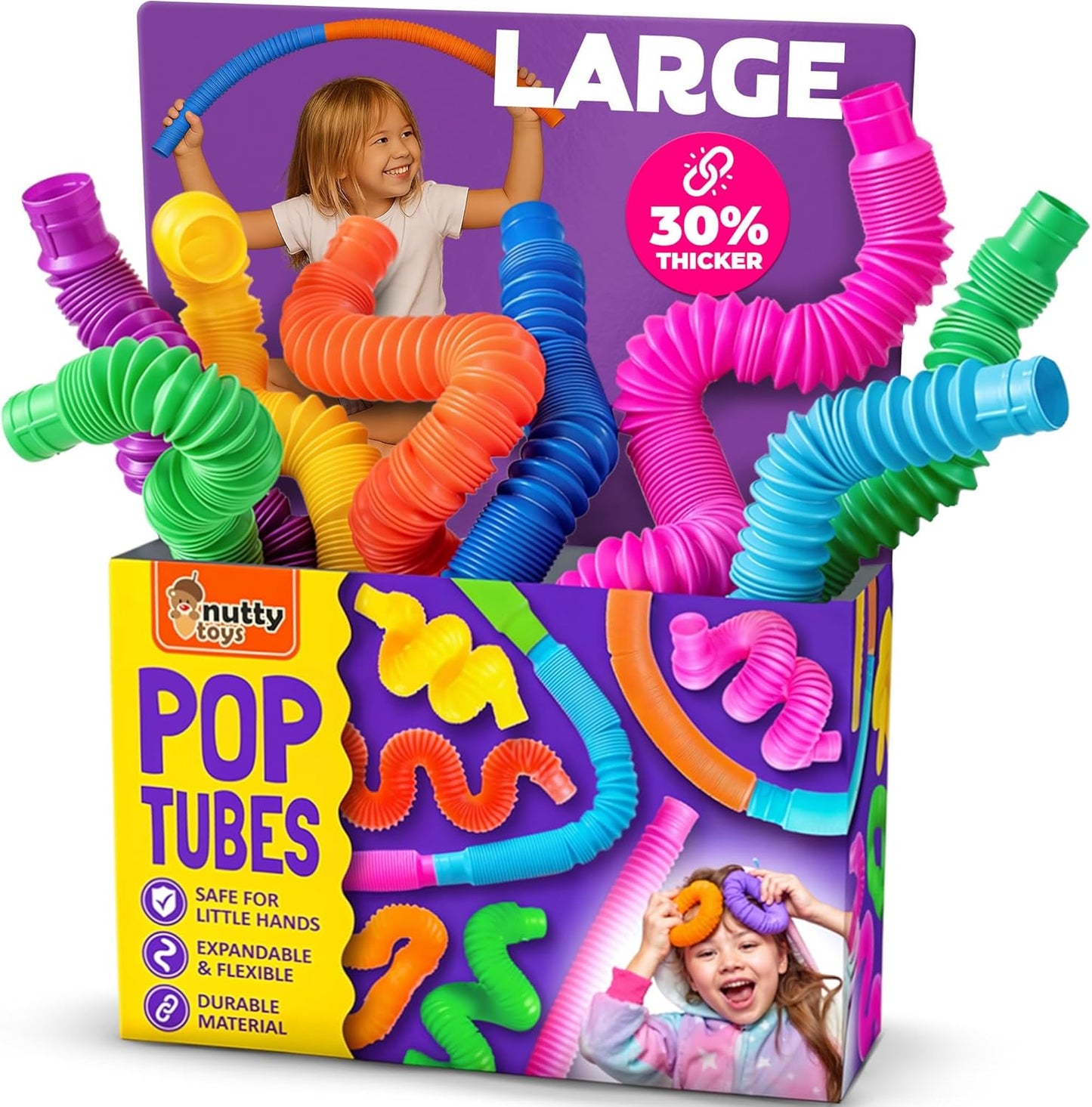 Large 8-pack sensory pop tubes for kids ADHD autism fidget learning toy