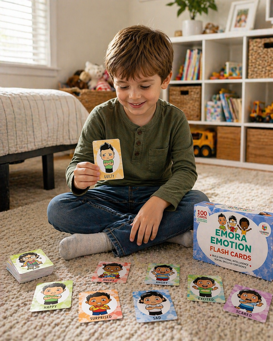 Emotion and feelings flash cards for kids therapy classroom and home learning