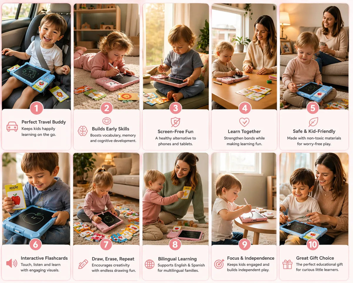 SmartTalk talking tablet unboxing contents for screen-free toddler learning