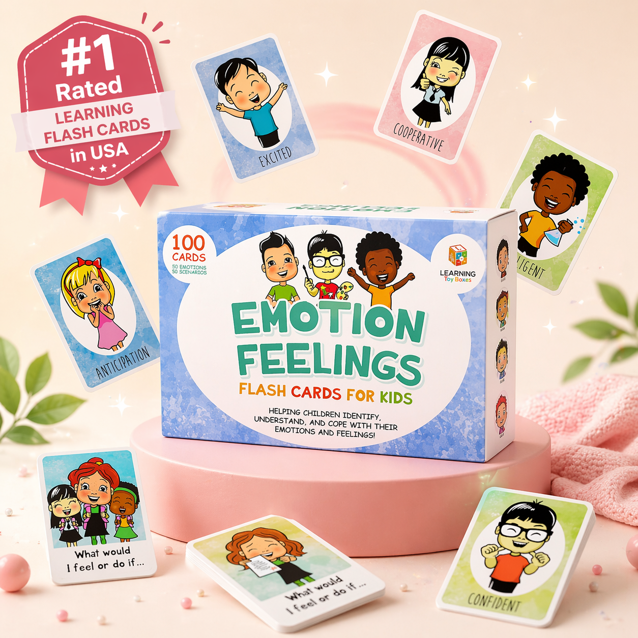 Emora emotion flash cards for kids 100 cards covering feelings and coping skills
