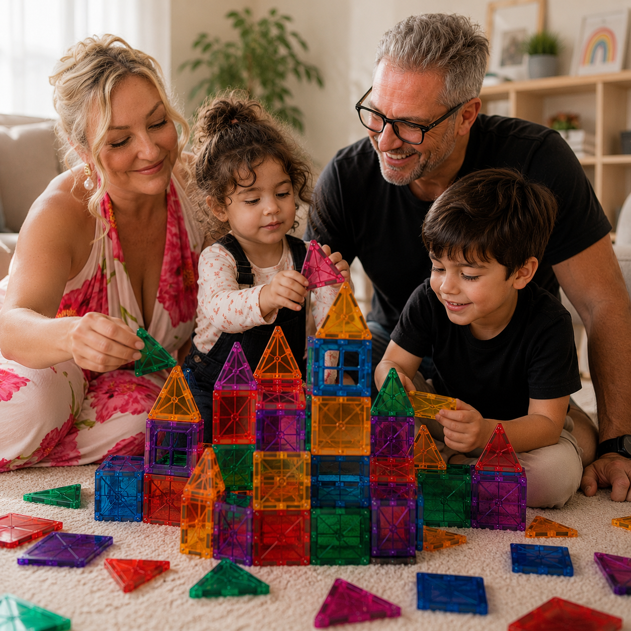 Colourful magnetic building blocks for kids screen-free creativity and STEM development