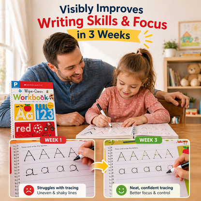 Pre-K tracing workbook for toddlers with shapes letters and number practice pages