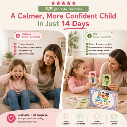 Emora feelings flash card set for toddlers and preschoolers social emotional learning