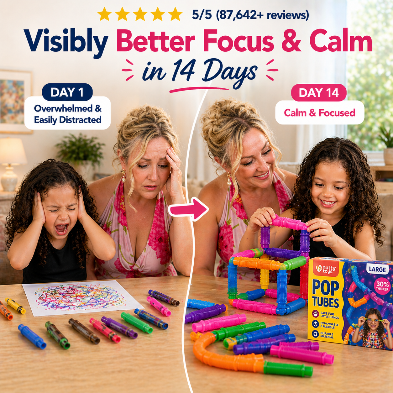 CalmFlex pop tubes for children screen-free sensory fidget toy for self regulation