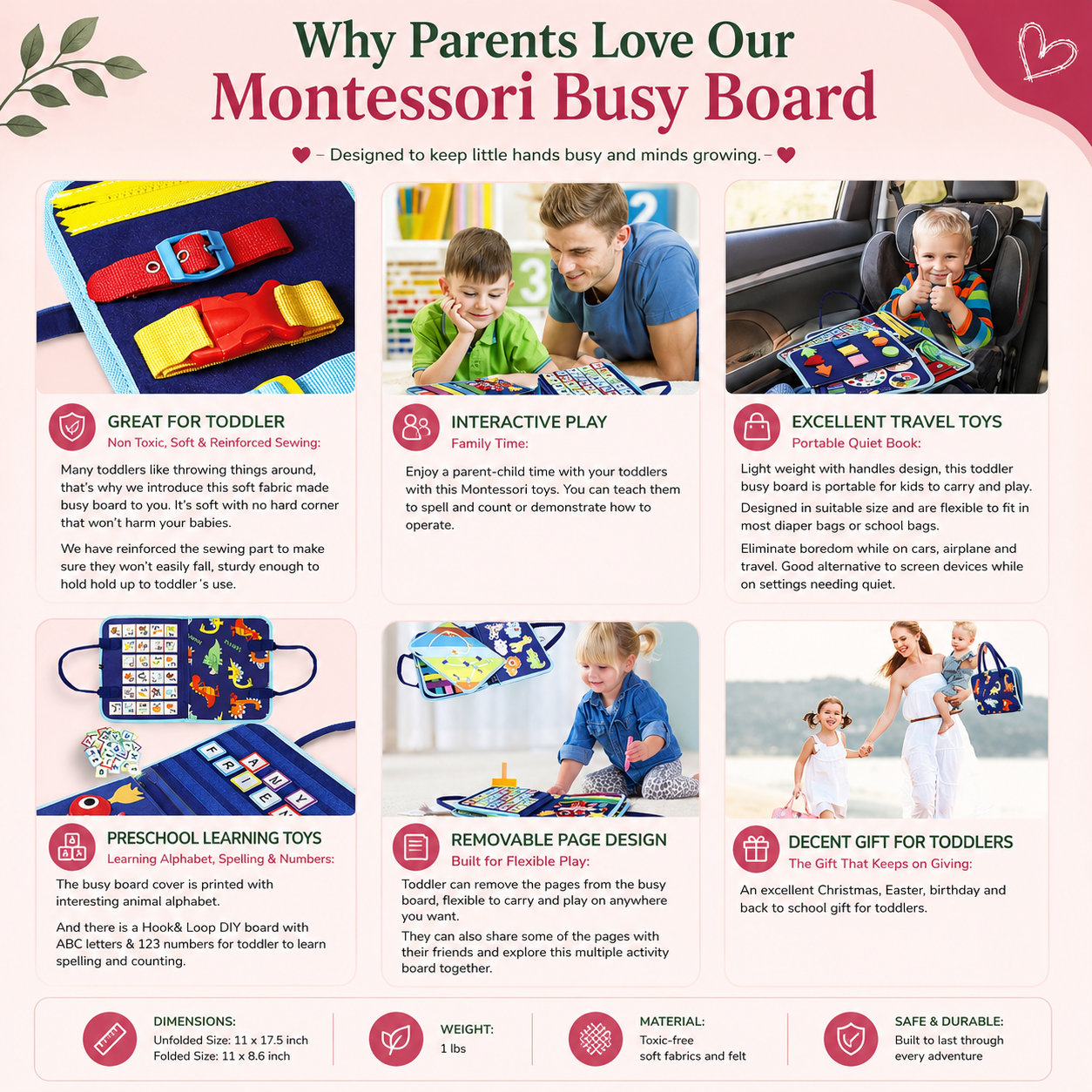 Why parents love Montessori busy board interactive play travel toy and decent gift for toddlers