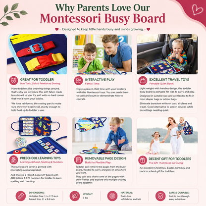 Why parents love Montessori busy board interactive play travel toy and decent gift for toddlers